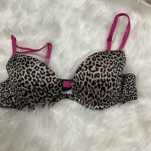 Y2K PINK Victoria's Secret Leopard Bra with Fuchsia Straps